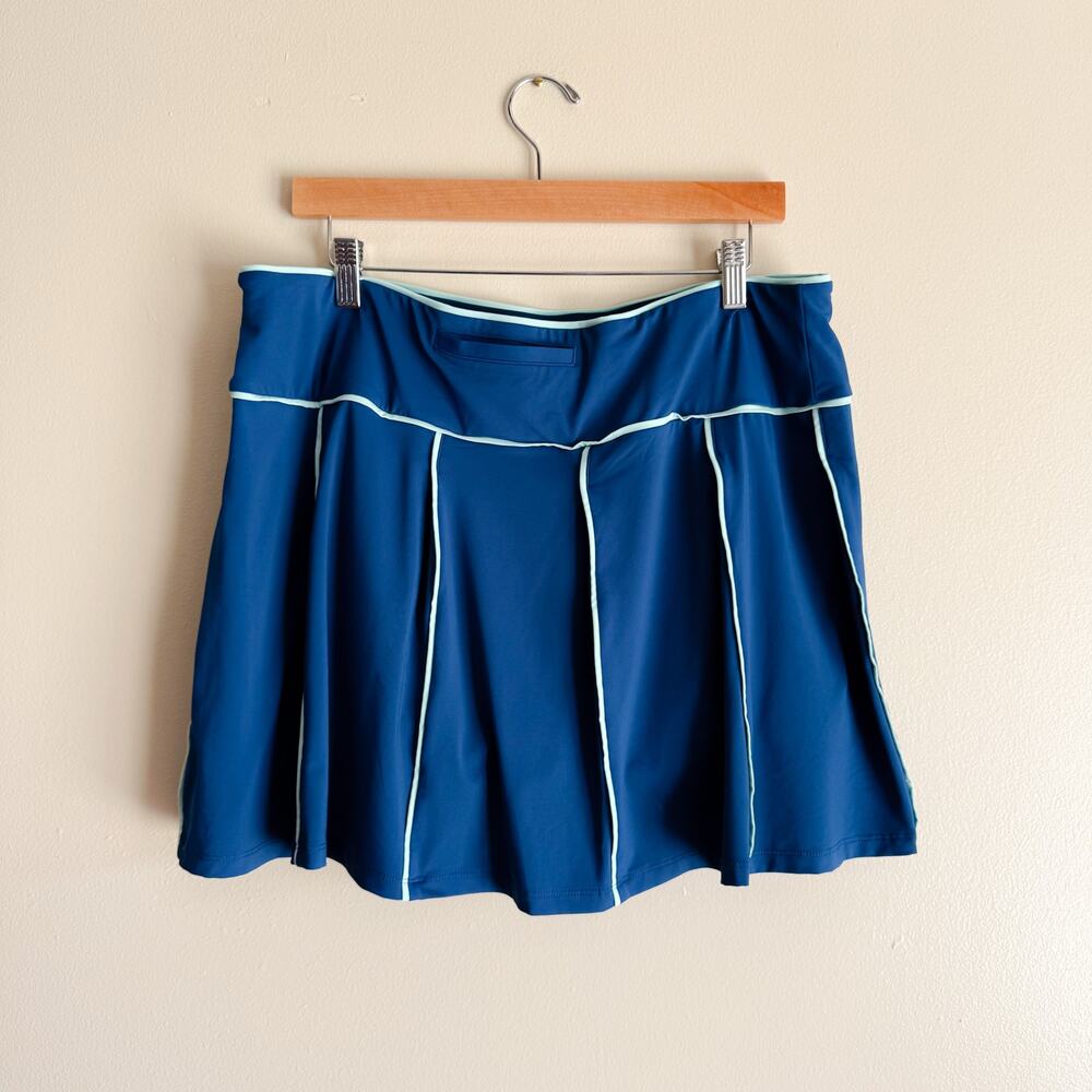 Penguin Blue on Blue Piped Pleated Lined Skort XL Golf Tennis Country Club - Picture 8 of 10
